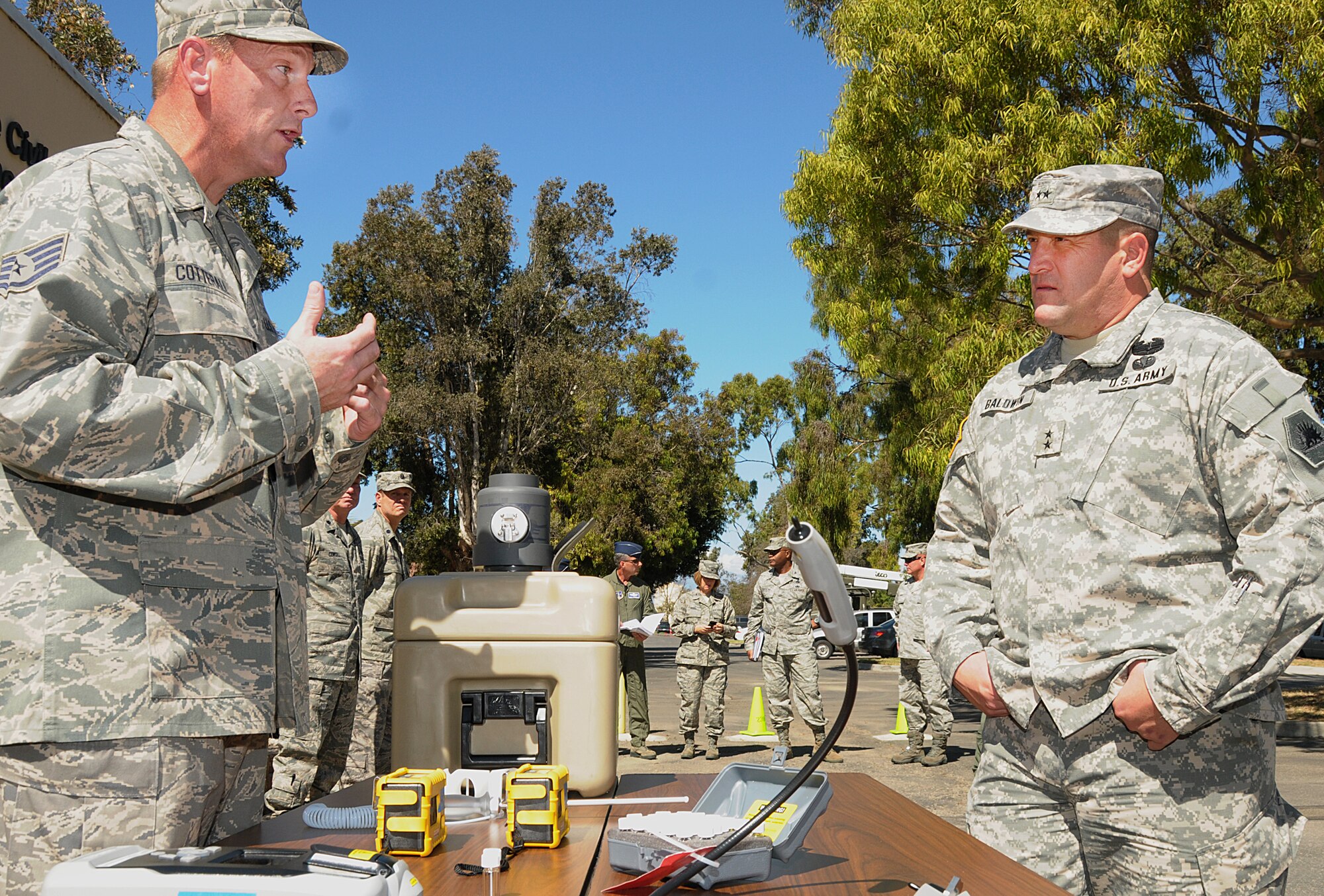 Major General David Baldwin, Adjutant General for California visits the Civil Engineering Squadron at the 146th AW Oct. 1, 2011.