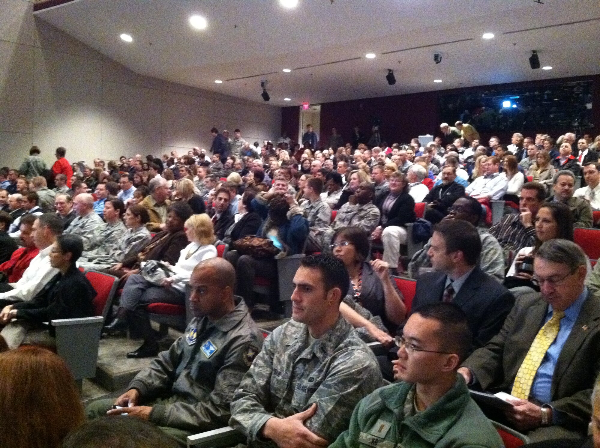 Members from across the installation gathered in Kenney Hall early Thursday morning to learn details of the AFMC restructuring from Lt. Gen. Tom Owen, ASC commander.