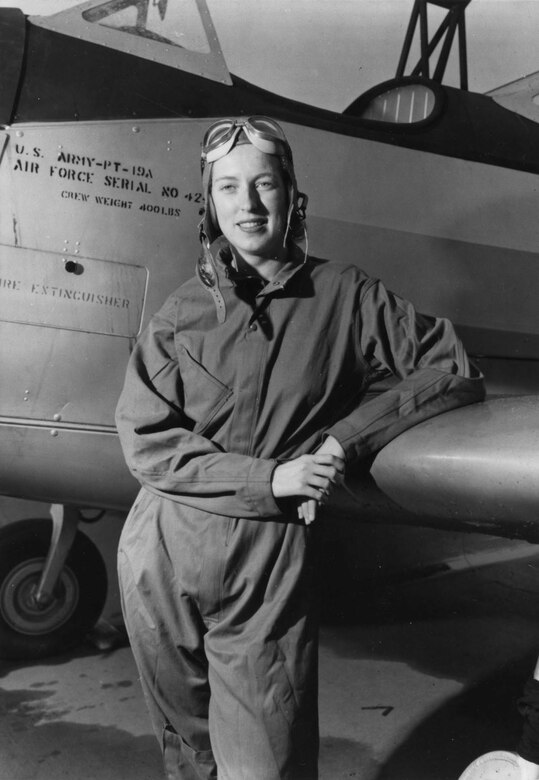 Cornelia Fort (with a PT-19A) was a civilian instructor pilot at an airfield near Pearl Harbor, Hawaii, when the Japanese attacked on Dec. 7, 1941. (U.S. Air Force photo)