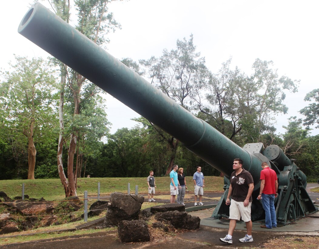 Marines and Sailors of Combat Logistics Battalion 31 and Marine Medium Helicopter Squadron 265 (Reinforced), both with the 31st Marine Expeditionary Unit, explore the historical site of a 1942 12-inch coastal defense gun during a tour here Nov. 4, 2011. The gun was used by American and Filippino service members defending Corregidor in 1942. Service members of the 31st MEU toured Corregidor after the completion of the Amphibious Landing Exercise, designed to enhance interoperability between the military forces, continuing the allied relationship that has existed for more than half a century.