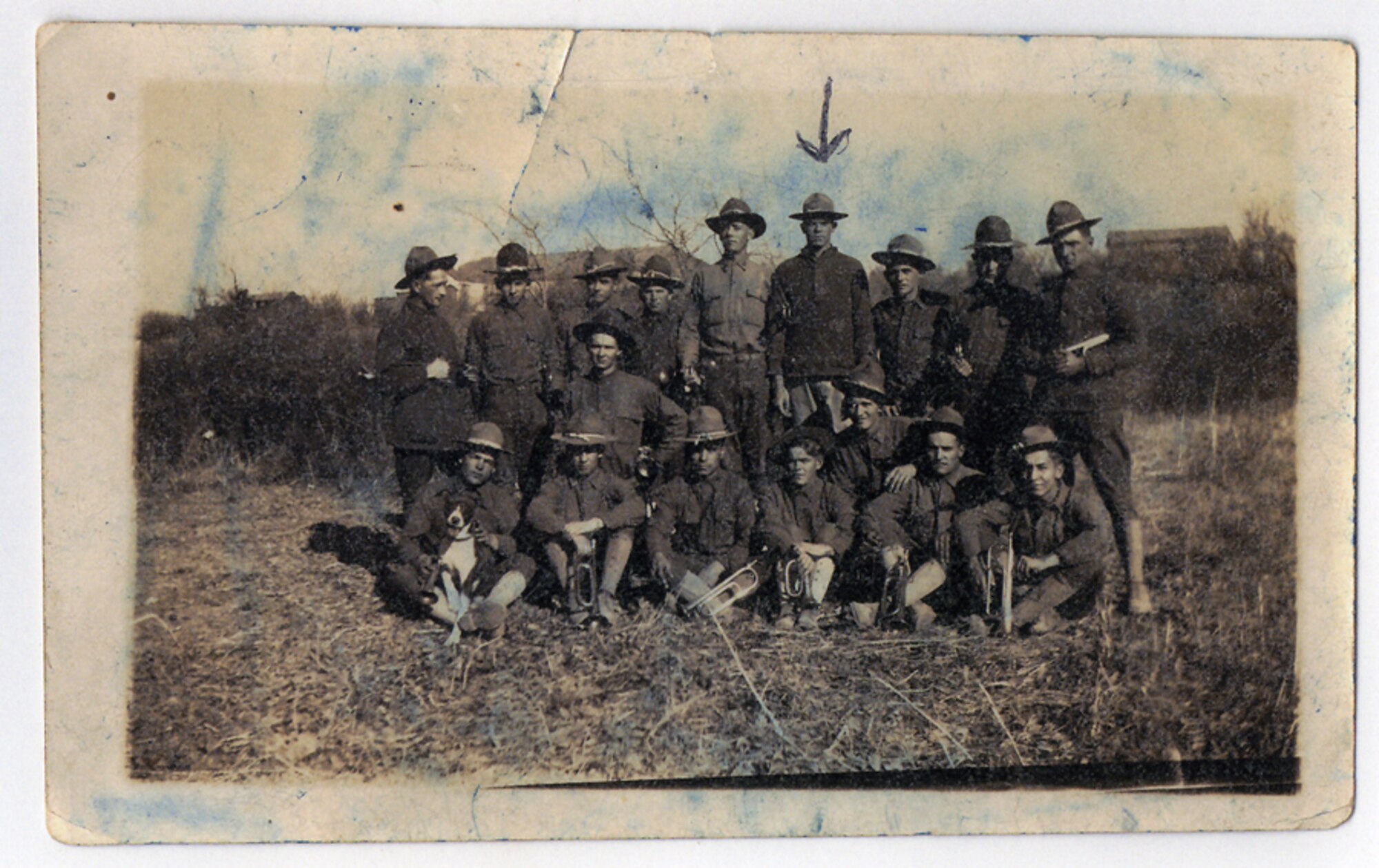 Jeannie Bowden’s grandfather is pictured with his U.S. Army Bugle Corps during World War I wearing the hat she has on display in her office. (Photo provided)