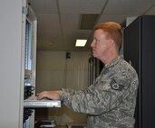 WRIGHT-PATTERSON AIR FORCE BASE, Ohio - Staff Sgt. Joel Somerset, 445th Communications Flight network administrator, Wing Information Assurance Officer, is the November Spotlight performer. (U.S. Air Force photo/Stacy Vaughn)