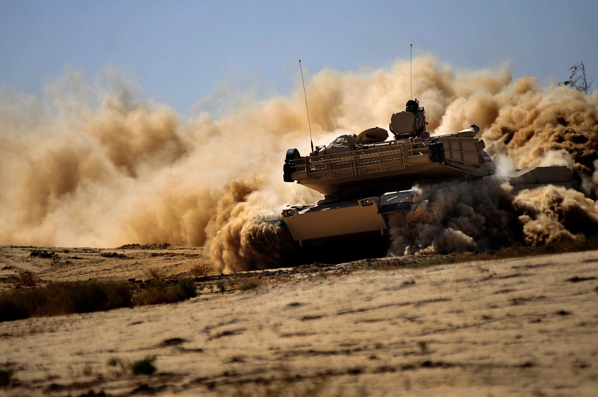 Iraqi Army soldiers maneuver an M1 Abrams tank on a range in Besmaya, Iraq, Oct. 10, 2011. (U.S. Air Force photo/Master Sgt. Cecilio Ricardo))