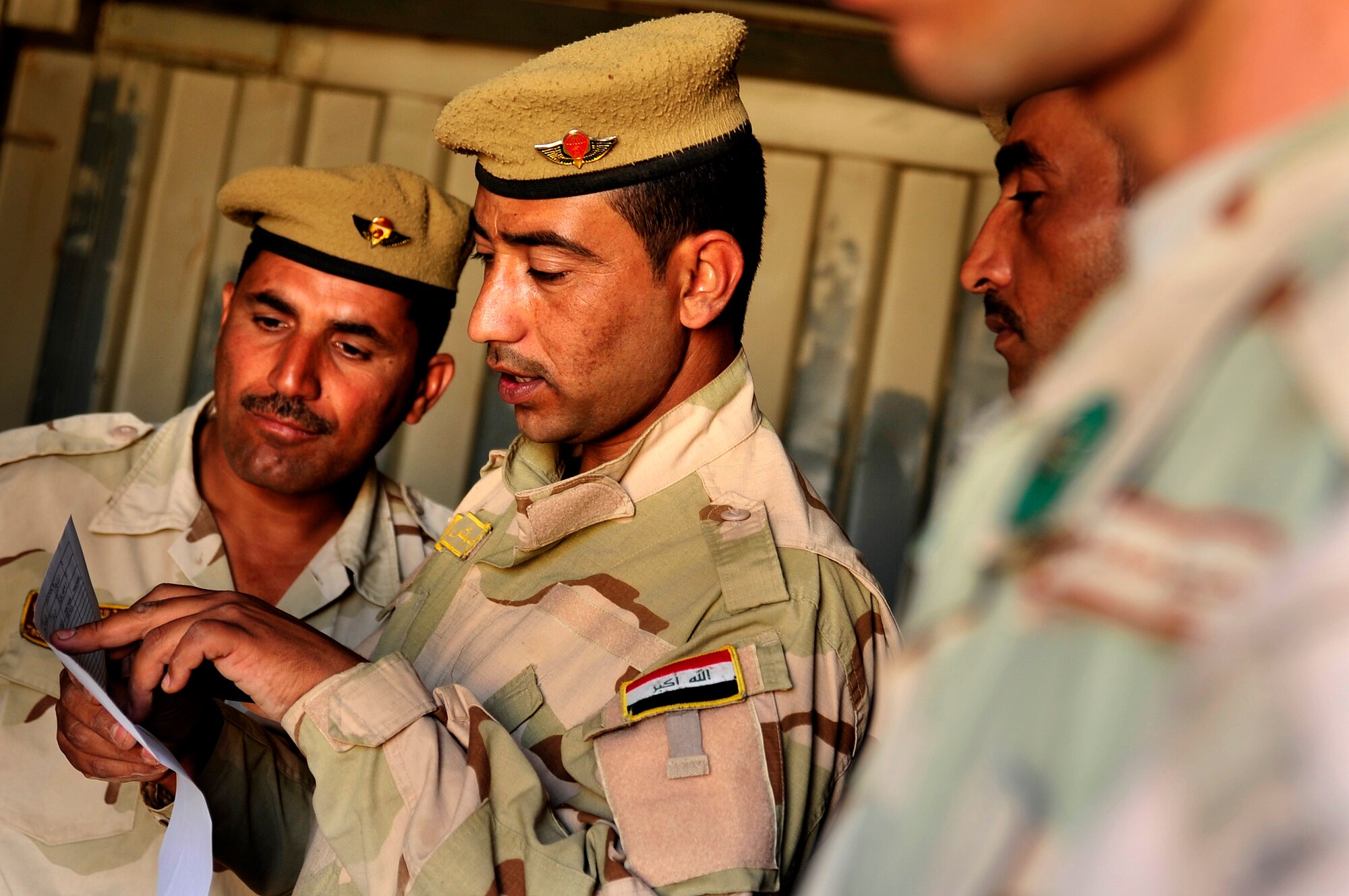 Iraqi Army soldiers inventory munitions in Besmaya, Iraq, Oct. 10, 2011. Airmen advised the soldiers about ammunition logistics during a recent 26-day course. (U.S. Air Force photo/Master Sgt. Cecilio Ricardo)