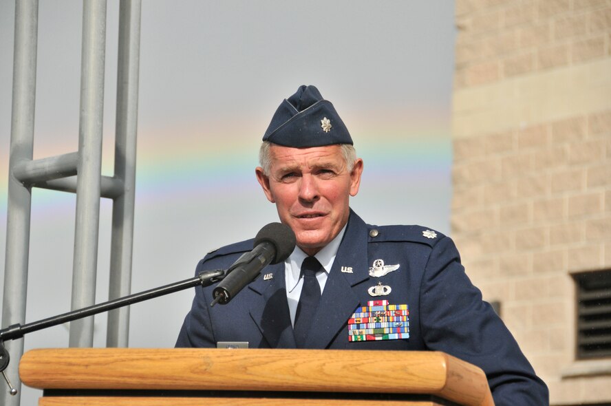 Lt. Col. George Adrian speaks about his new role as commander of the 482nd Fighter Wing Logistics Readniness Squadron, during an assumption of command ceremony held at Homestead Air Reserve Base, Fla., Nov. 6. 