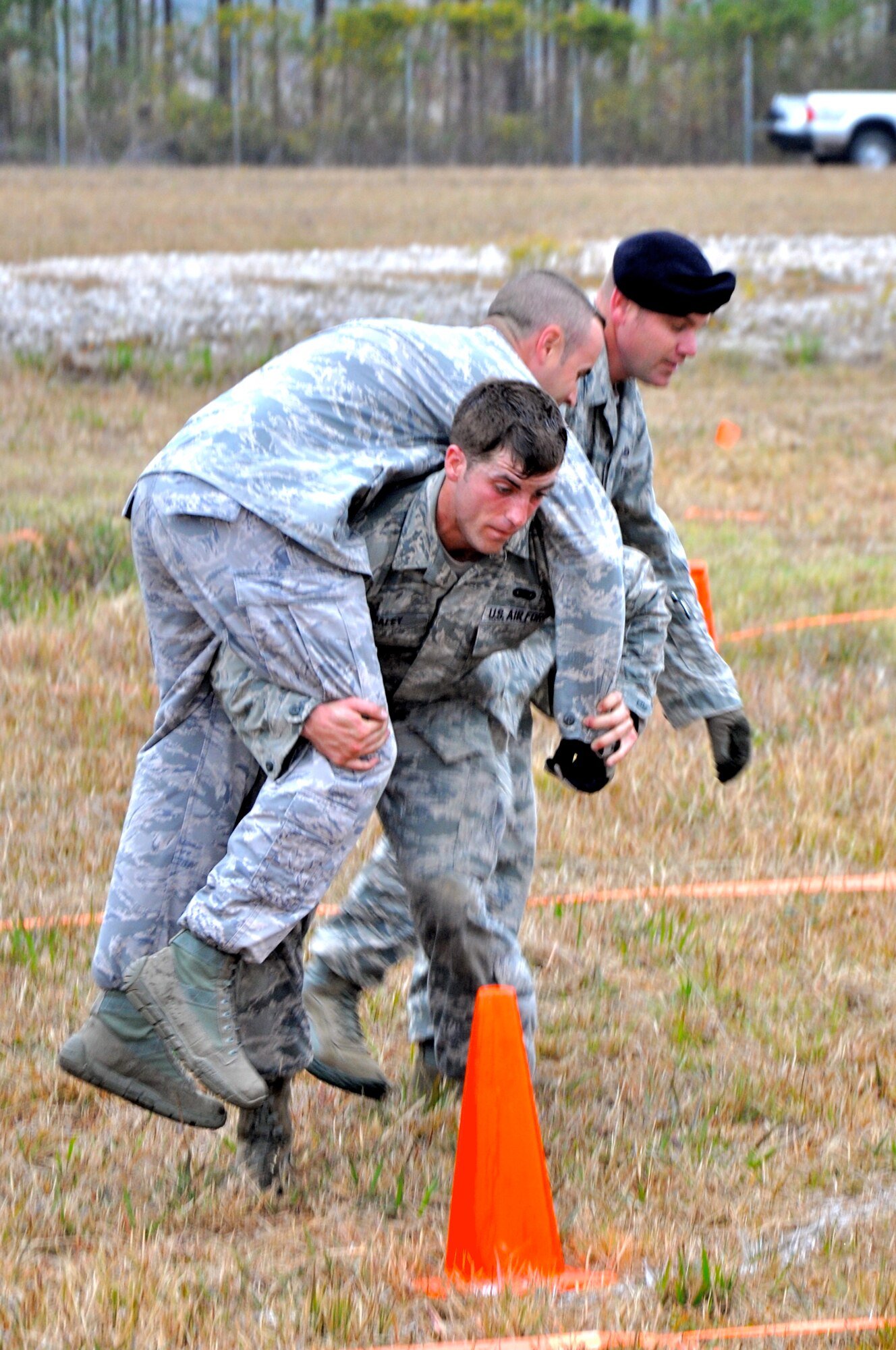 CAMP MINDEN, La. -- Security forces Airmen from the 91st Missile Wing competed against other Air Force Global Strike Command security forces teams in the second annual Global Strike Challenge here, Nov. 5-7. Here, 91st Security Forces Group Airmen complete the individual movement phase of the competition, which challenged Airmen to sprint, low crawl, high crawl and more. Each team was judged on completing various tasks during the competition to include their knowledge of tactical maneuvers as a team and as individuals, weapons familiarity, and overall job knowledge. (U.S. Air Force photo/ Airman 1st Class Jessica McConnell)