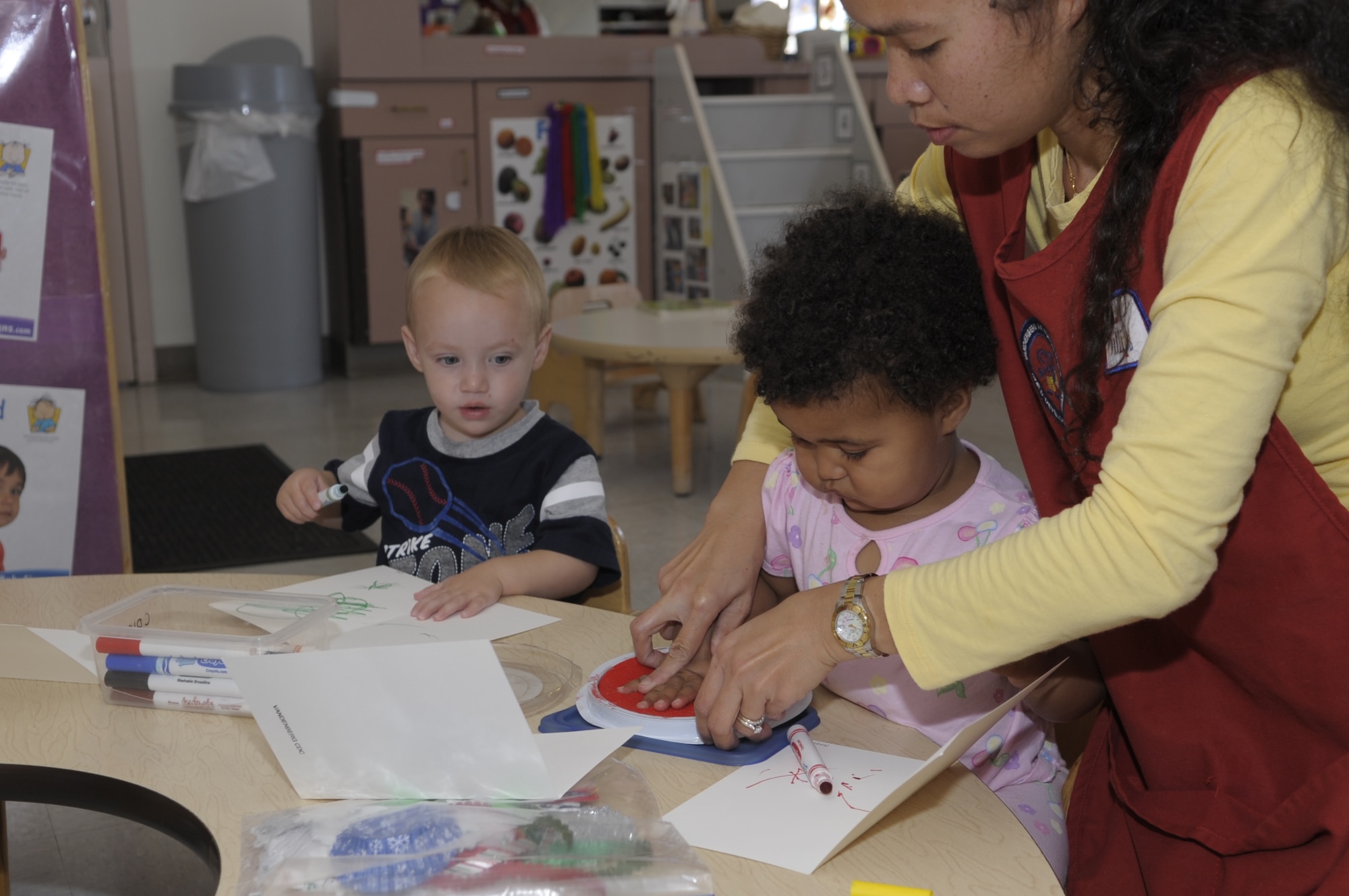 VANDENBERG AIR FORCE BASE, Calif. -- Children create holiday cards for their deployed parents at the Child Development Center here Tuesday, Nov. 8, 2011. The cards, pictures and drawings will be displayed at the White House, Washington D.C.
(U.S. Air Force photo/Jerry E. Clemens, Jr.)