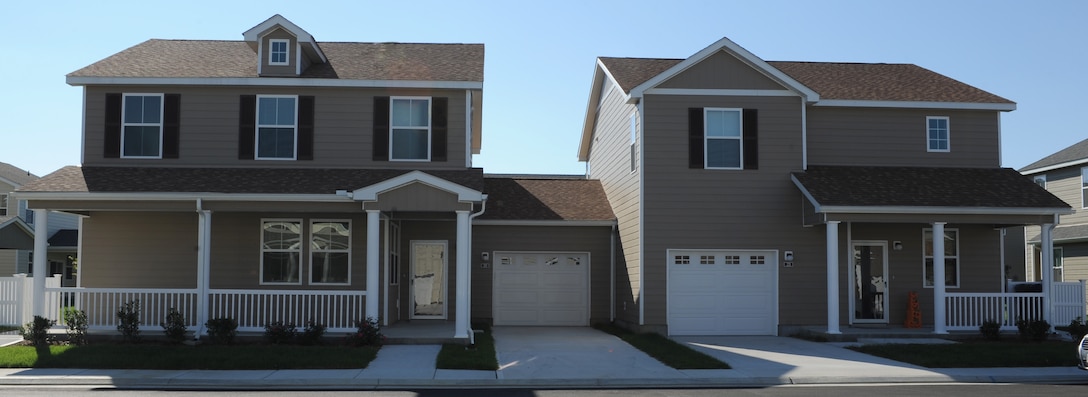 Nearly 900 new homes, such as the ones seen in this photo dated Oct. 24, 2011, are being built at the Landings at Langley at Bethel Manor and Jamestown Village. The new homes will replace units that did not meet current “whole house standards.” (U.S. Air Force photo by Airman 1st Class Teresa Cleveland/Released)