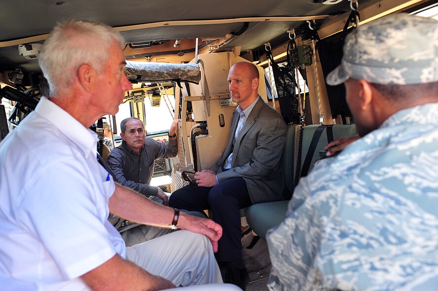 U.S. Air Force Staff Sgt. Cameron Riley, 820th Combat Operations Squadron NCO in charge of formal training, explains the 93d Air Ground Operations Wing mission during a local clergy members visit to Moody Air Force Base, Ga., Nov. 3, 2011. The purpose of the visit was to help build a relationship between off-base churches and the base. By having the local clergy see what Airmen do, it will help them provide better ministry to Team Moody. (U.S. Air Force photo by Staff Sgt. Stephanie Mancha/Released)