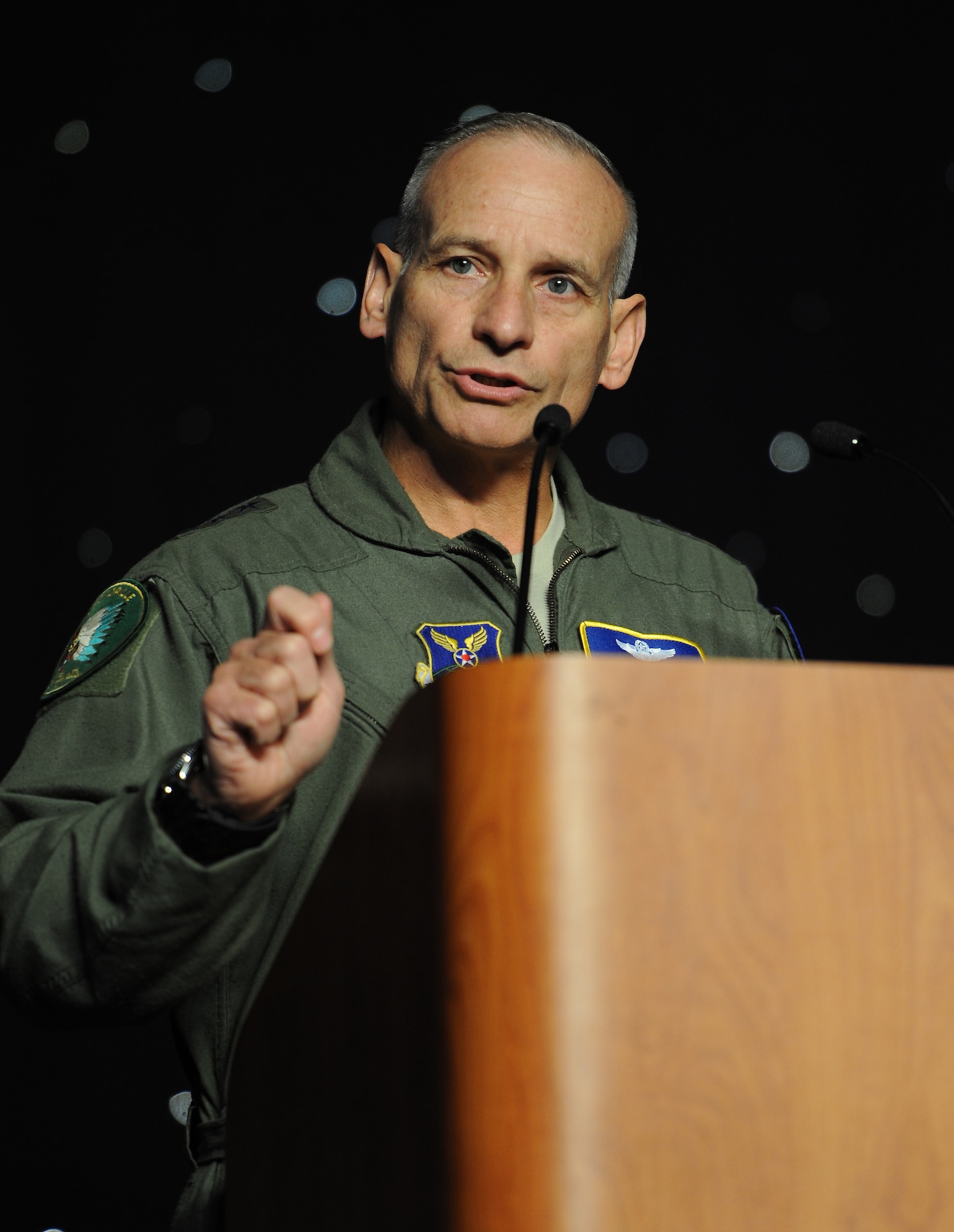 SHREVEPORT, La. -- Lt. Gen. James Kowalski, Air Force Global Strike Command commander, delivers the keynote address during the second annual  Global Strike Challenge Technology and Innovation Symposium Nov. 9. The Symposium was held in conjunction with the Global Strike Challenge competition score posting and is an opportunity to develop relationships and exchange ideas with industry and academia partners who support the Air Force’s newest Command. (U.S. Air Force photo by Master Sgt. Corey A. Clements)