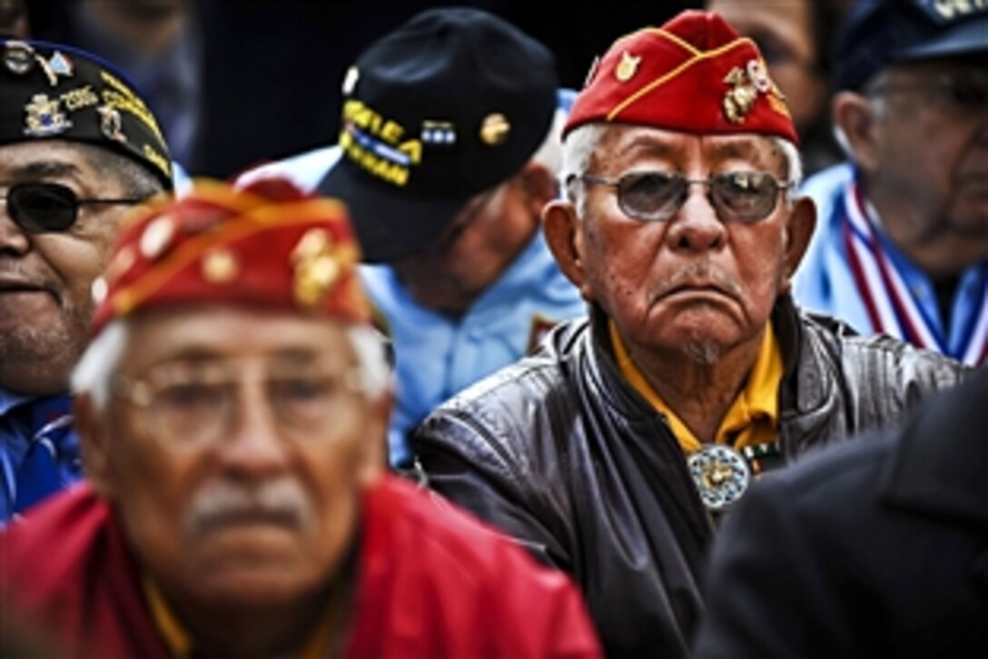 Combat veterans attend the Veterans Day activities in New York to honor war veterans from all previous and present conflicts, Nov. 11, 2011.