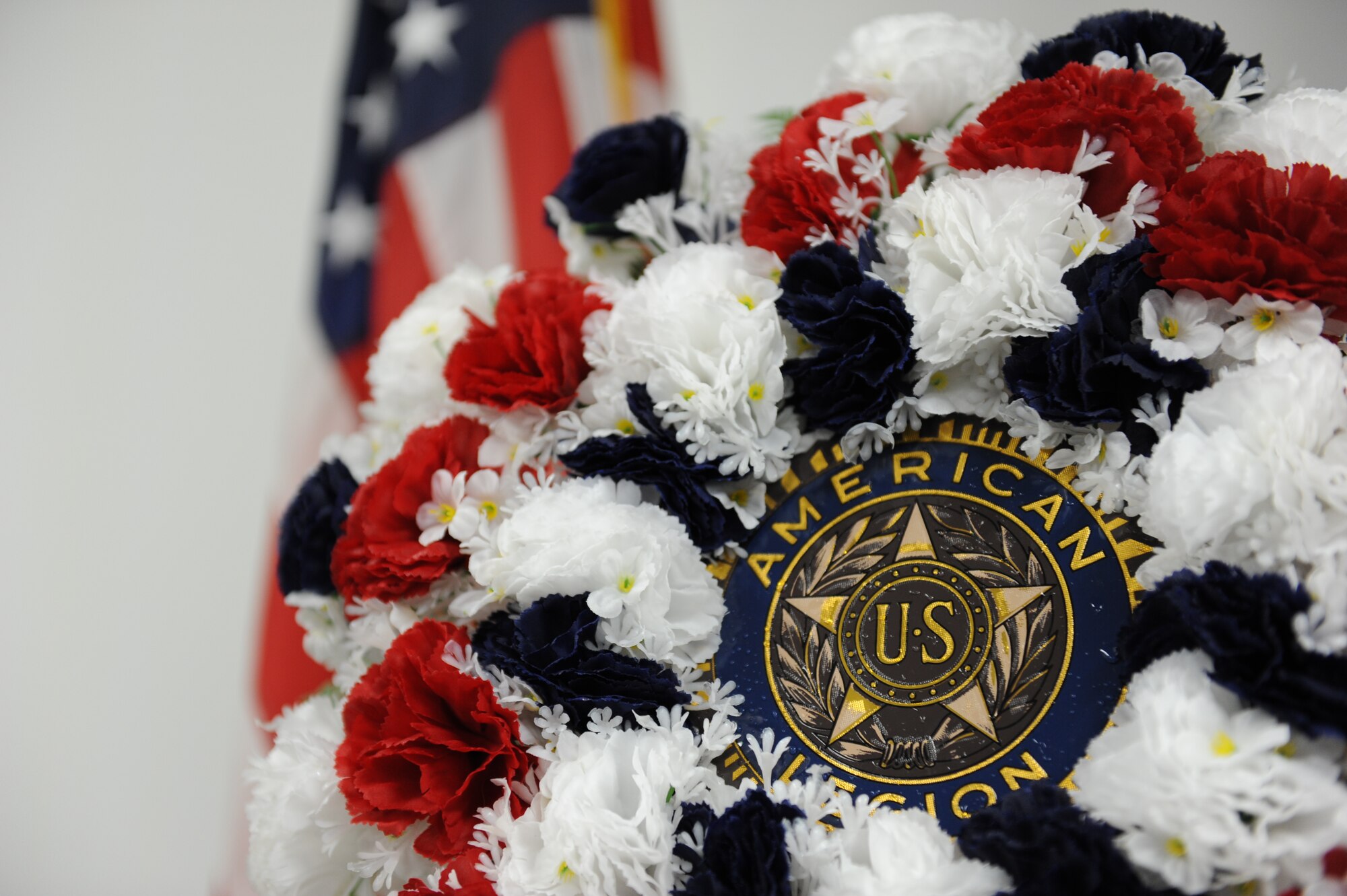 YOKOTA AIR BASE, Japan –- An American Legion wreath stands in honor of Veteran’s Day following a ceremony at the 374th Airlift Wing Headquarters’ conference room here, November 11, 2011. Wing leadership moved the ceremony indoors after the original ceremony was rained out. (U.S. Air Force photo/Capt. Raymond Geoffroy)