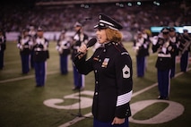 EAST RUTHERFORD, N.J. -- The United States Military Academy’s West Point Band performed at halftime during the New York Jets vs New Englad Patriots military appreciation game, Nov. 13. Marines, Sailors, Coast Guardsmen, Airmen and Soldiers unfurled an American Flag across the field during a pre-game ceremony as part of the Jets’ celebration of veterans. (Official Marine Corps photo by Sgt. Randall A. Clinton / RELEASED)