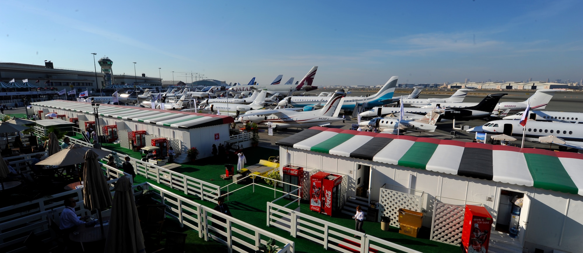 The Dubai Airshow is a biennial show held in Dubai, United Arab Emirates. The global event attracts senior decision makers from all over the world in this trade only business-to-business exhibition. The event is welcoming more than 100 aircraft, some of them appearing for the first time in the Middle East. The daily flying demonstration will display a full complement of both civil and military aircraft, including the Eurofighter Typhoon, Boeing's F-18 Super Hornet, F-15C Eagle, and Dassault's Rafale fighter from Nov. 13 to 17 at the city's Airport Expo. (U.S. Air Force photo by Tech. Sgt. Rey Ramon)