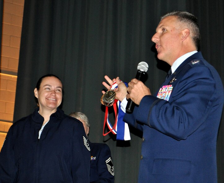 TRAVIS AIR FORCE BASE, Calif. -- Tech. Sgt. Michelle Shutler was named Rookie of the Year for the Western Recruiting Region at the Air Force Reserve Command's Recruiting Conference in October of 2011. (U.S. Air Force photo/Staff Sgt. Rachel Martinez).