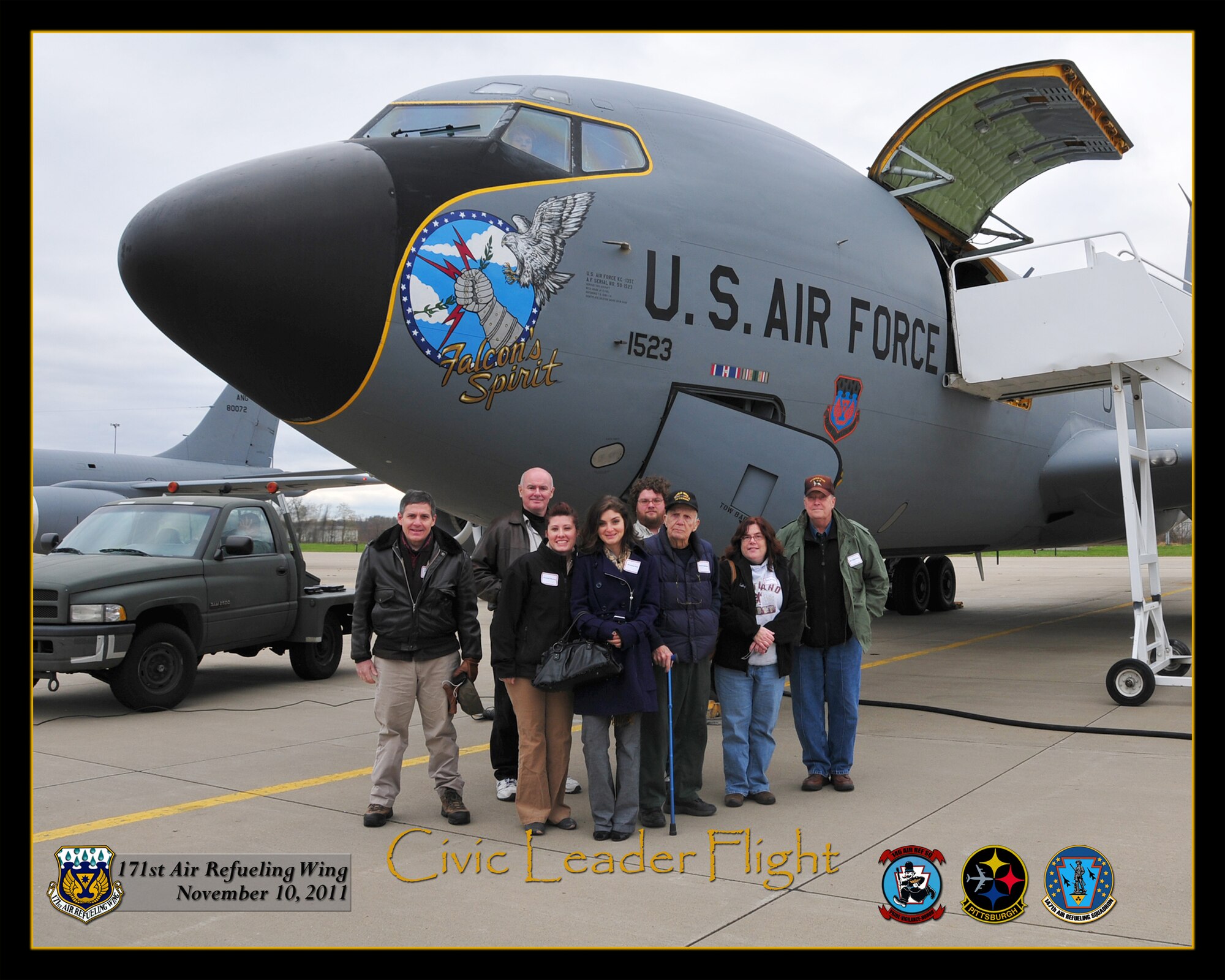 Local civic leaders take flight on a KC-135 Orientation flight with the 171st Air Refueling Wing, Coraopolis, PA, November 10, 2011. (National Guard photo by Master Sgt. Ann Young/Released)