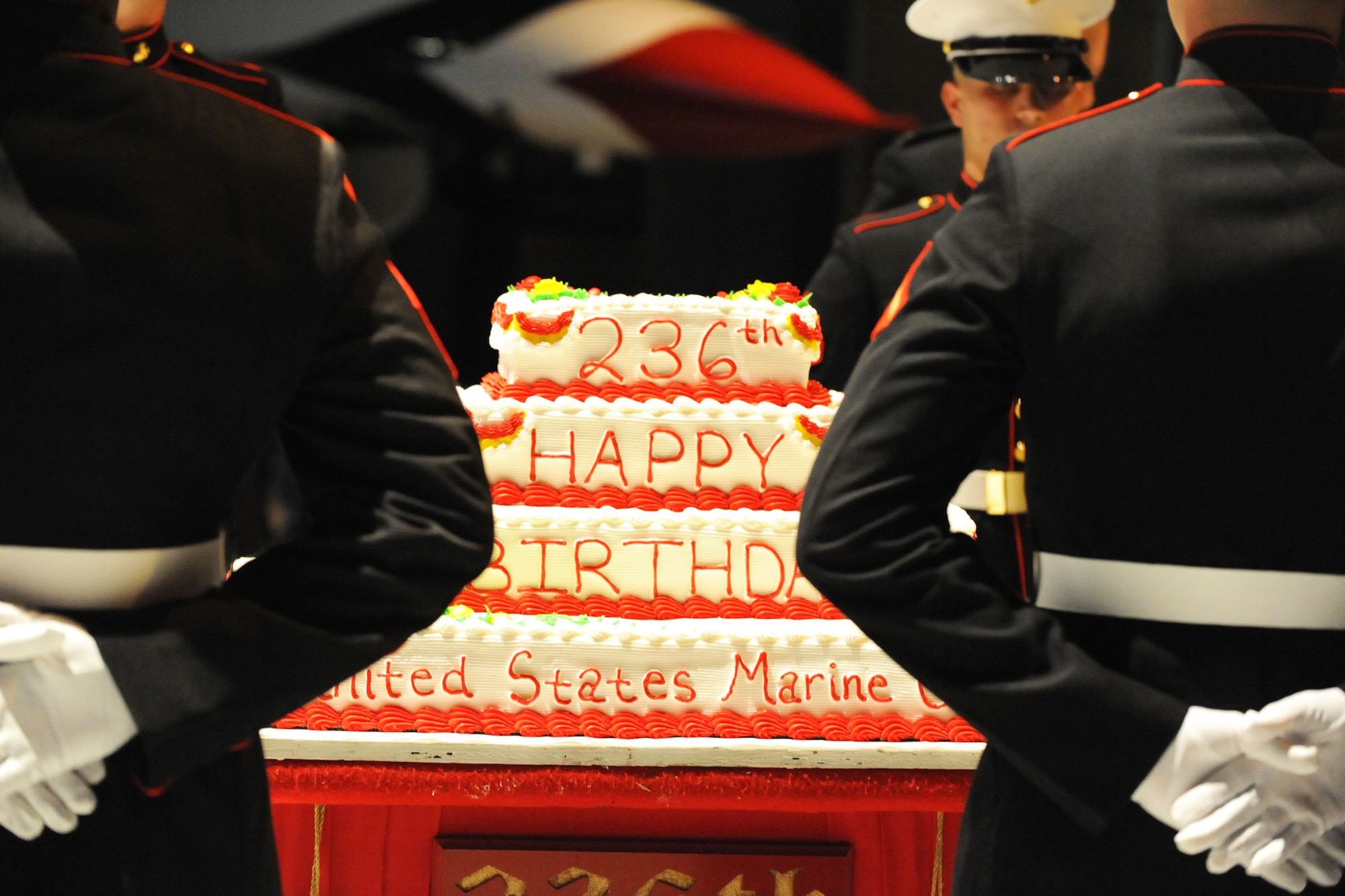 Members of Marine Aircraft Group 49, Detachment A held a traditional ball  at the Museum of Aviation as part of celebrating the Marine Corps 236th birthday, to commemorate the rich heritage of those who served and continue to serve our country. U. S. Air Force photo by Raymond Crayton Jr.