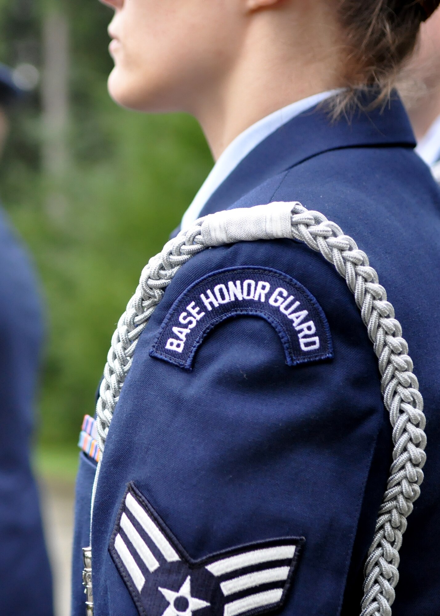 An Airman assigned to the McChord Field Honor Guard stands at attention during a funeral Nov. 18, 2011, at Tahoma National Cemetery in Kent, Wash. (U.S. Air Force photo/Airman 1st Class Leah Young)