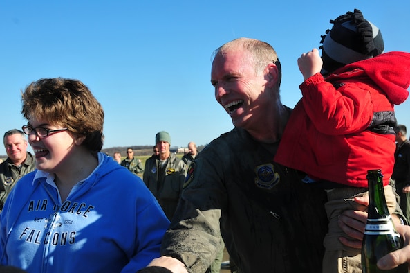 Lt. Col. David Irvin, 171st Air Refueling Wing pilot, completes the last flight of his career November 18, 2011. (National Guard photo by Master Sgt. Ann Young) (Released)