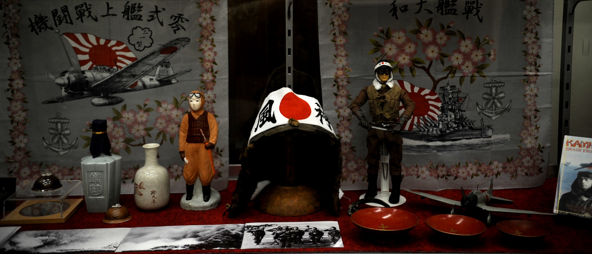 A Japanese kamikaze exhibit on display at Camp Kinser. Commonly translated to divine wind, kamikaze pilots became more prominent during the latter stages of the war in the Pacific. (U.S. Air Force photo by Staff Sgt. Christopher Hummel/Released)