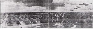 This wraparound photo, by W.R. Thompson & Co., Richmond, was published in the Daily Press, Jan. 24, 1993, given by Albert L. Ray of Newport News, whose father Bill Ray served as a sergeant at Fort Eustis in WWII. This photo, taken in 1941 from the water tower, looks west over Fort Eustis. (Photo courtesy/Fort Eustis Historical & Archaeological Association)