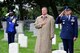 Secretary of the Air Force Michael Donley and Air Force Chief of Staff Gen. Norton Schwartz pay their respects Oct. 3, 2011, at Arlington National Cemetery, Va., during the full-honors funeral of retired Maj. Gen. John Alison. Alison was a war hero and founding father of the Air Force, special operations forces, having served with the Flying Tigers‚ 75th Fighter Squadron and the 1st Air Commando Group during World War II. (U.S. Air Force photo/Tech. Sgt. Raymond Mills) 