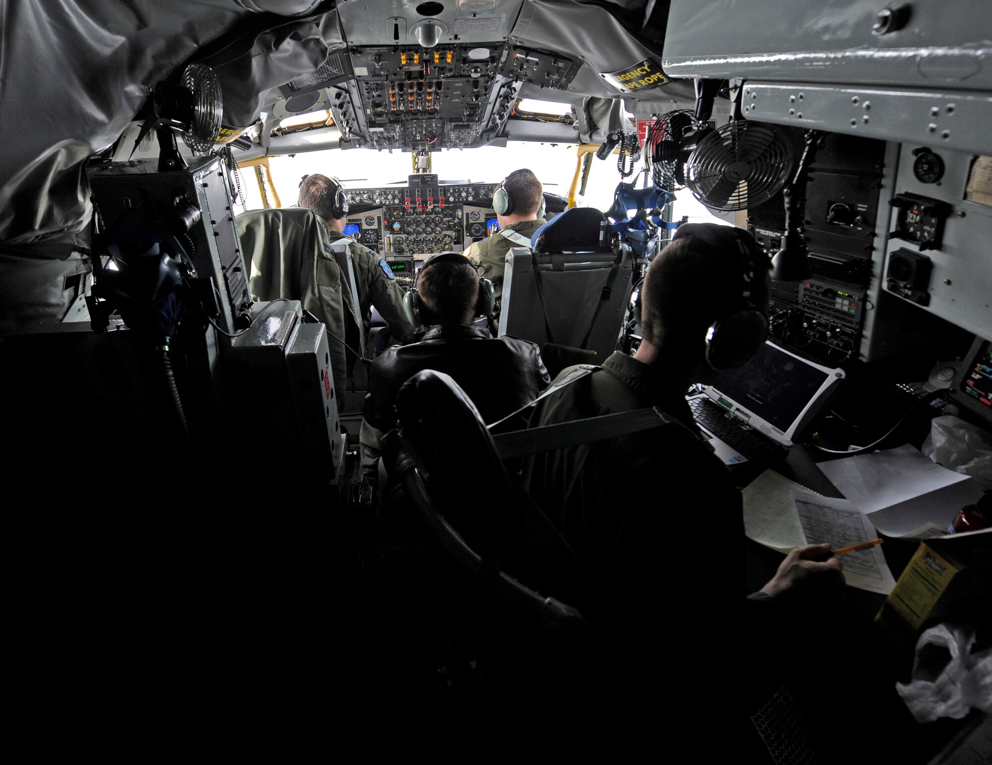 WHITEMAN AIR FORCE BASE, Mo. -- Crew members of the KC-135 Stratotanker conducts preflight checks take-off during the SMOKEX Exercise over Kansas Nov. 16. SMOKEX is an exercise designed to enhance the proficiency of weapons school students in dynamic targeting operations. (U.S. Air Force photo/Staff Sgt. Alexandra M. Boutte) (RELEASED)