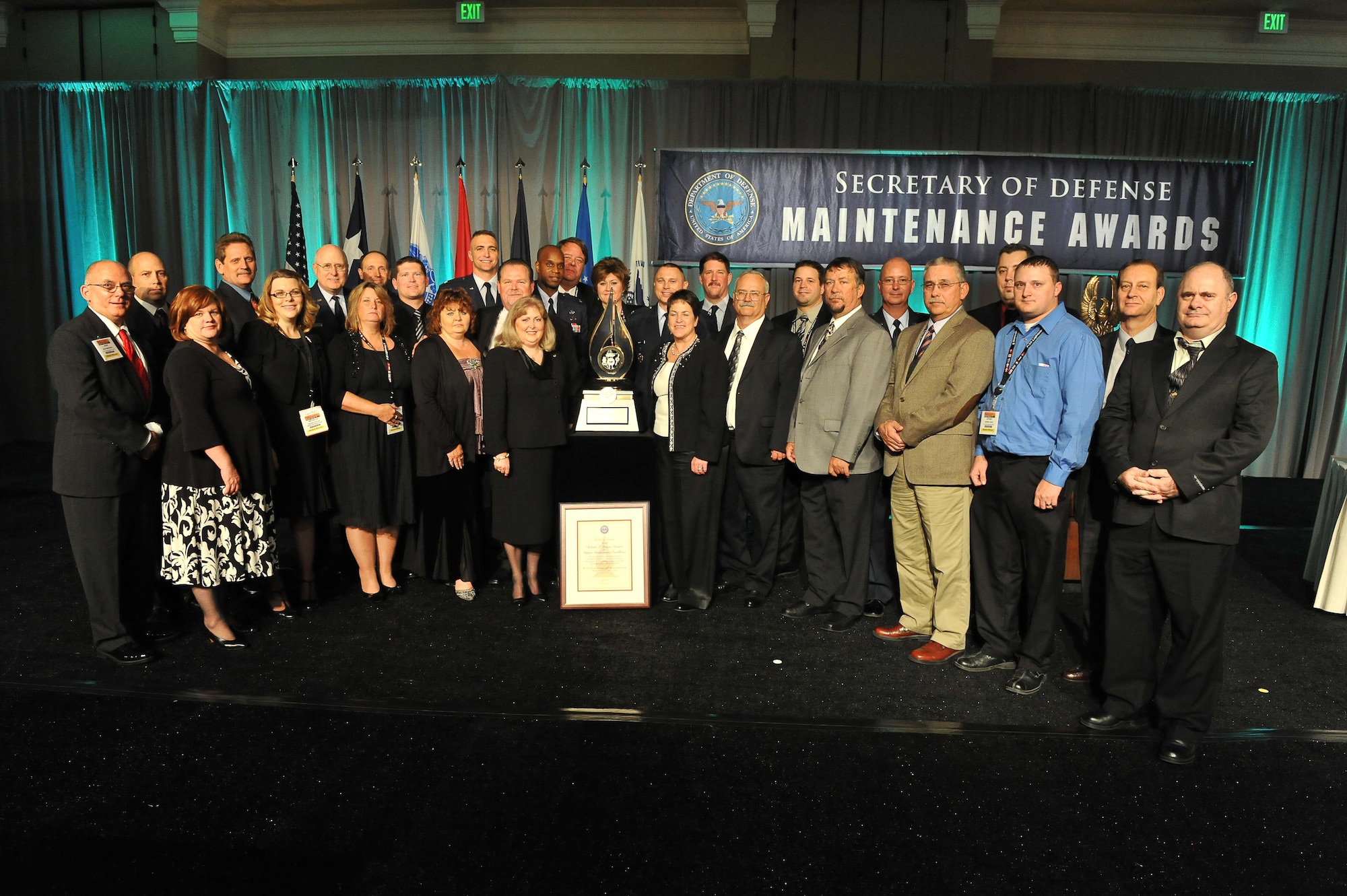 Twenty-seven OC-ALC members attended the 2011 Secretary of Defense Maintenance Awards Banquet at the Omni Hotel in Ft. Worth, Texas, Nov. 16, where the KC-135 Programmed Depot Maintenance Team was crowned best depot-level maintenance program in the Department of Defense. (Courtesy photo)