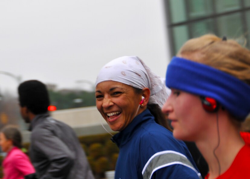 Members of the 914th and 107th Airlift Wings run with 12,500 others during the 116th annual YMCA Turkey Trot held this Thanksgiving morning November 24, 2011 Buffalo NY. Participants in the Turkey Trot have been known to wear unusual costumes during the race and this year was no exception. (U.S. Air Force photo by Staff Sgt. Joseph McKee)