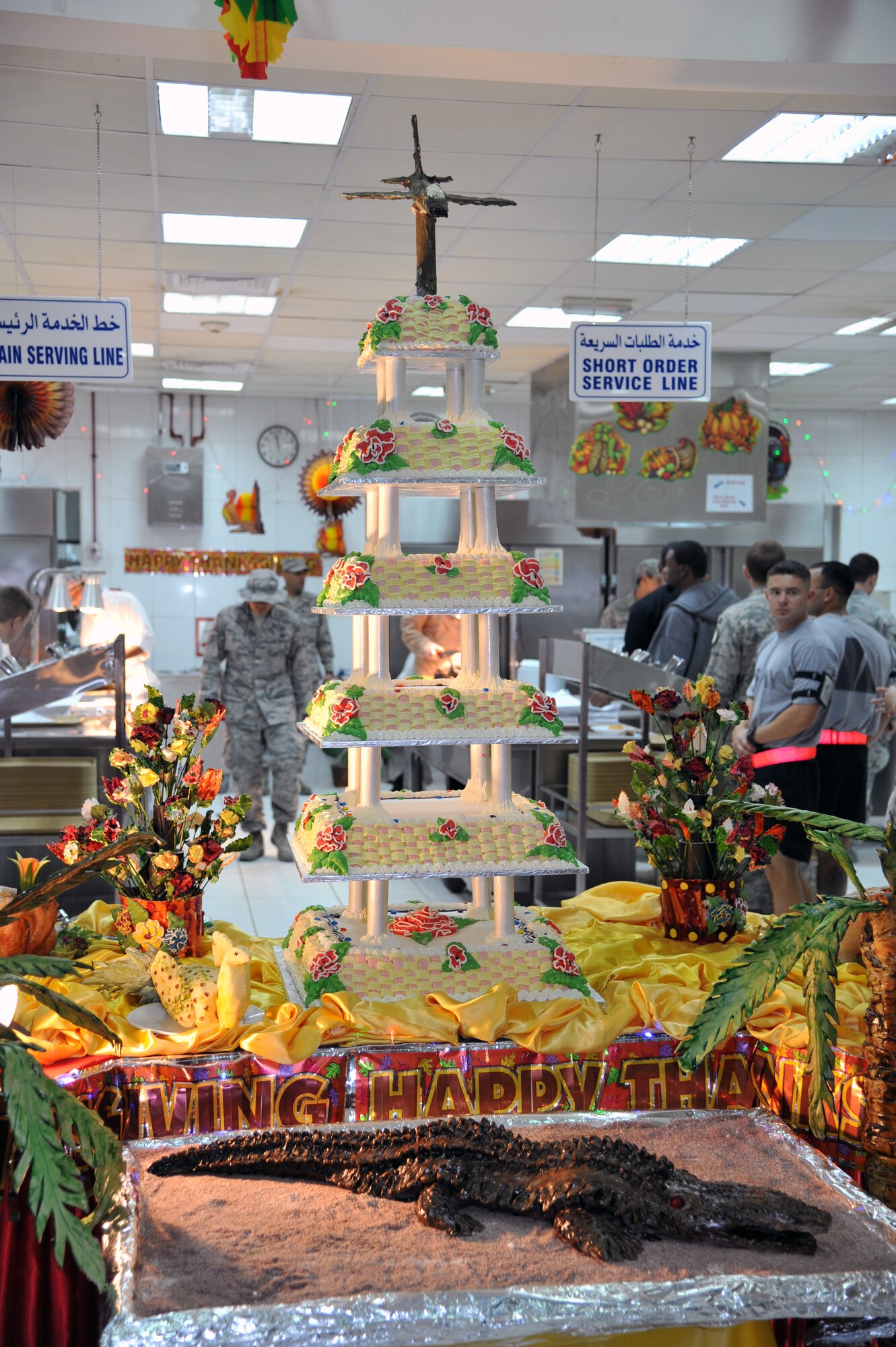 The Desert Winds dining facility was festively decorated for the Thanksgiving meal Nov. 24 at an undisclosed location in Southwest Asia (U.S. Air Force photo by Master Sgt. Carlotta Holley)