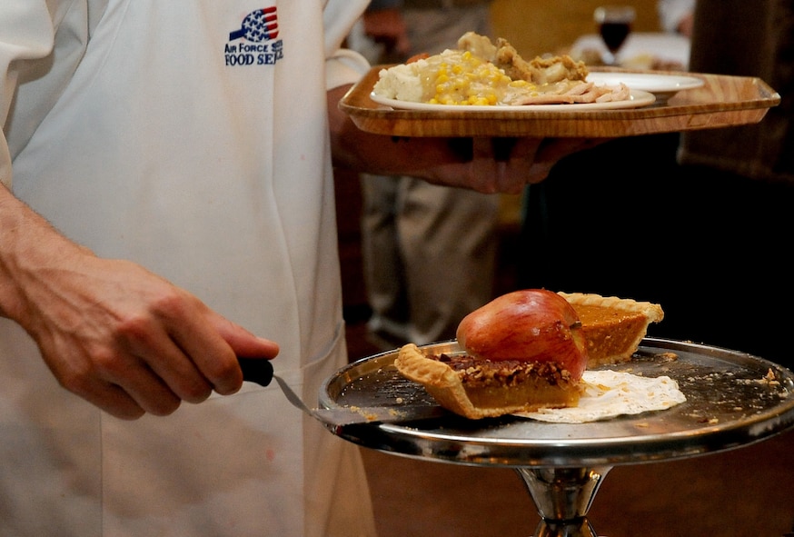 Team Barksdale families enjoyed several desserts including pecan pie at the Consolidated Club on Barksdale Air Force Base, La., Nov. 24. More than 50 families were served a Thanksgiving meal by the base first sergeants and wing leadership. (U.S. Air Force photo/Senior Airman Amber Ashcraft)(RELEASED)