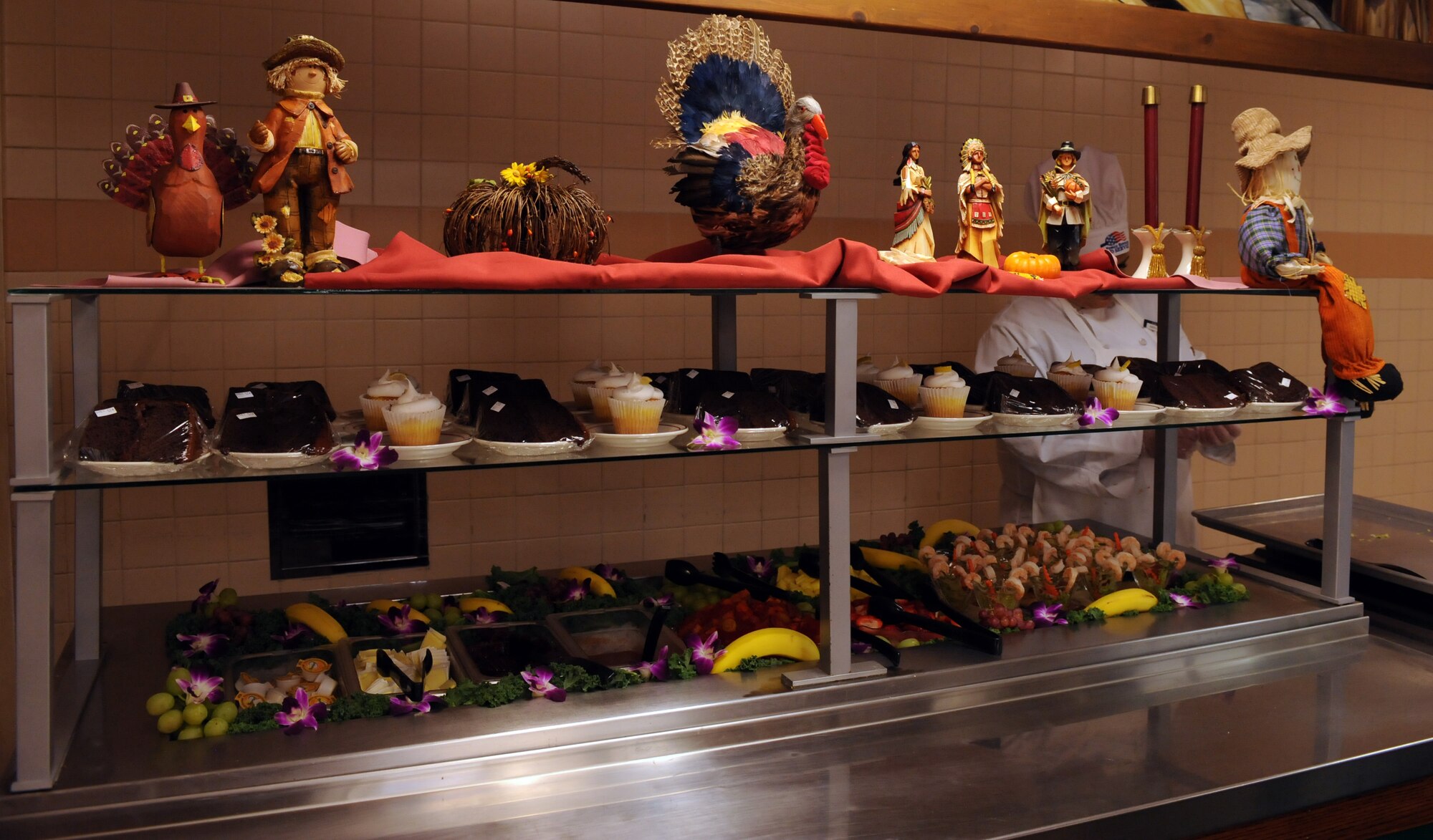 Thanksgiving decorations adorn the dessert and toppings bar in the Desert Dining Inn on Davis-Monthan Air Force Base, Ariz. Nov. 24, 2011. The staff of the Desert Dining Inn decorated the bar for the holiday. (U.S. Air Force photo by Airman 1st Class Timothy D. Moore/Released)