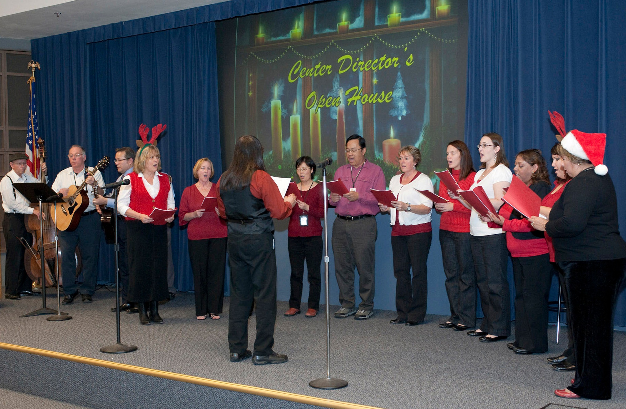 The Dryden Flight Research Center’s Hallway Holiday Choir, seen at an event at Dryden last holiday season, is preparing for performances this season. (NASA Photo by Tom Tschida)