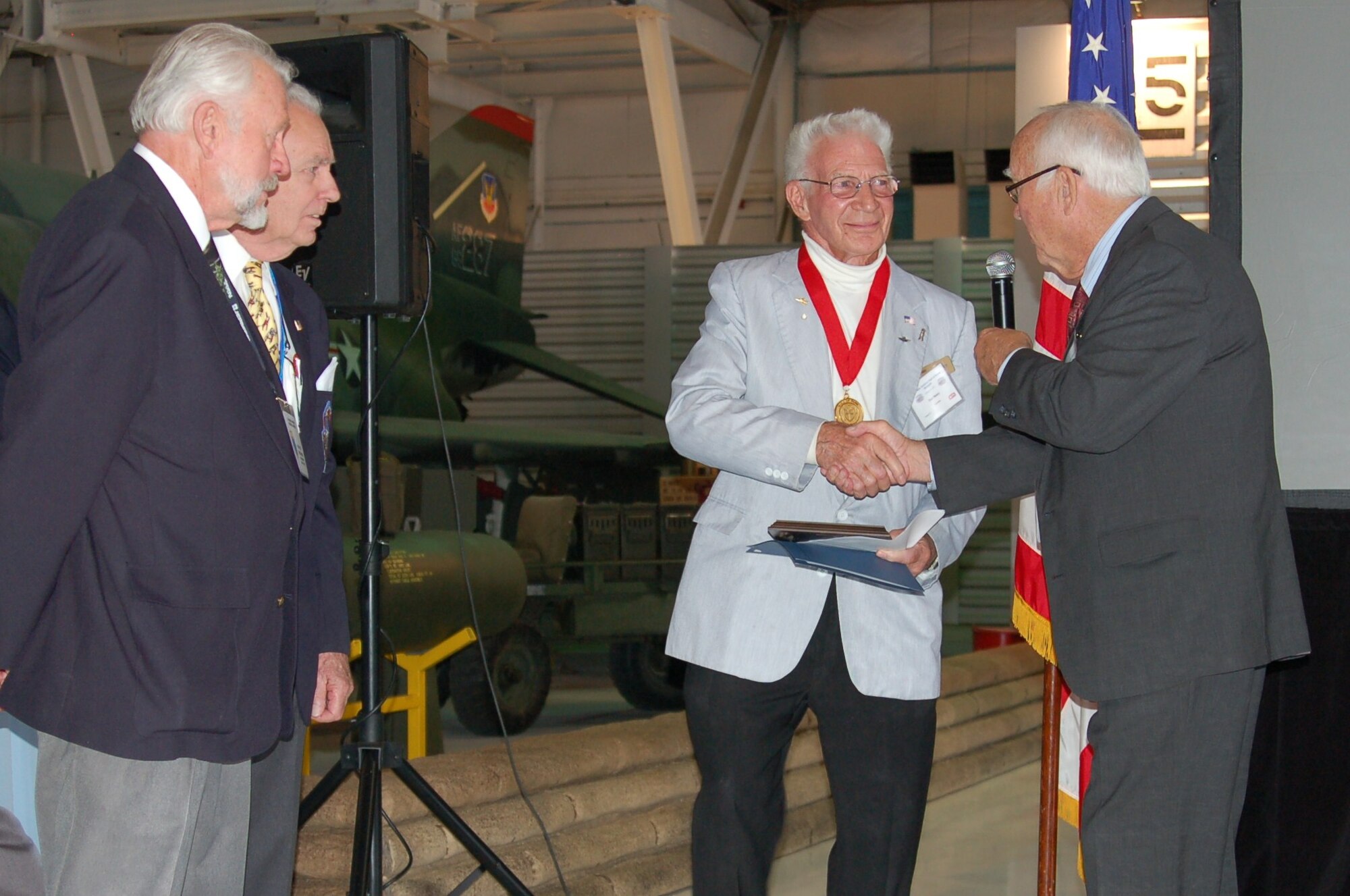 Retired Colorado Air National Guard Col. Don Neery is inducted into the Colorado Aviation Hall of Fame Oct. 2, 2011, at Wings Over the Rockies Air & Space Museum in Denver. (Photo by Dave Kelpa/Used with permission)
