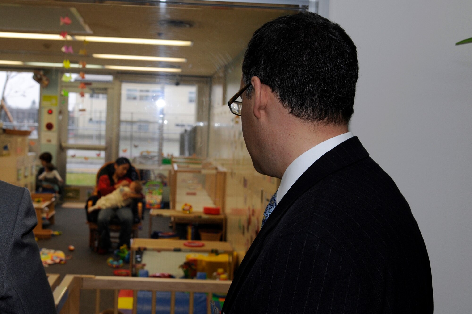 MISAWA AIR BASE, Japan - Daniel B. Ginsberg, Assistant Secretary of the Air Force for Manpower and Reserve Affairs, visits the Yoiko Child Development Center here Nov. 28. Ginsberg stopped at Misawa Air Base to visit base facilities and to thank the Misawa community for their efforts during Operation Tomodachi. (U.S. Air Force photo/Tech. Sgt. Marie Brown)
