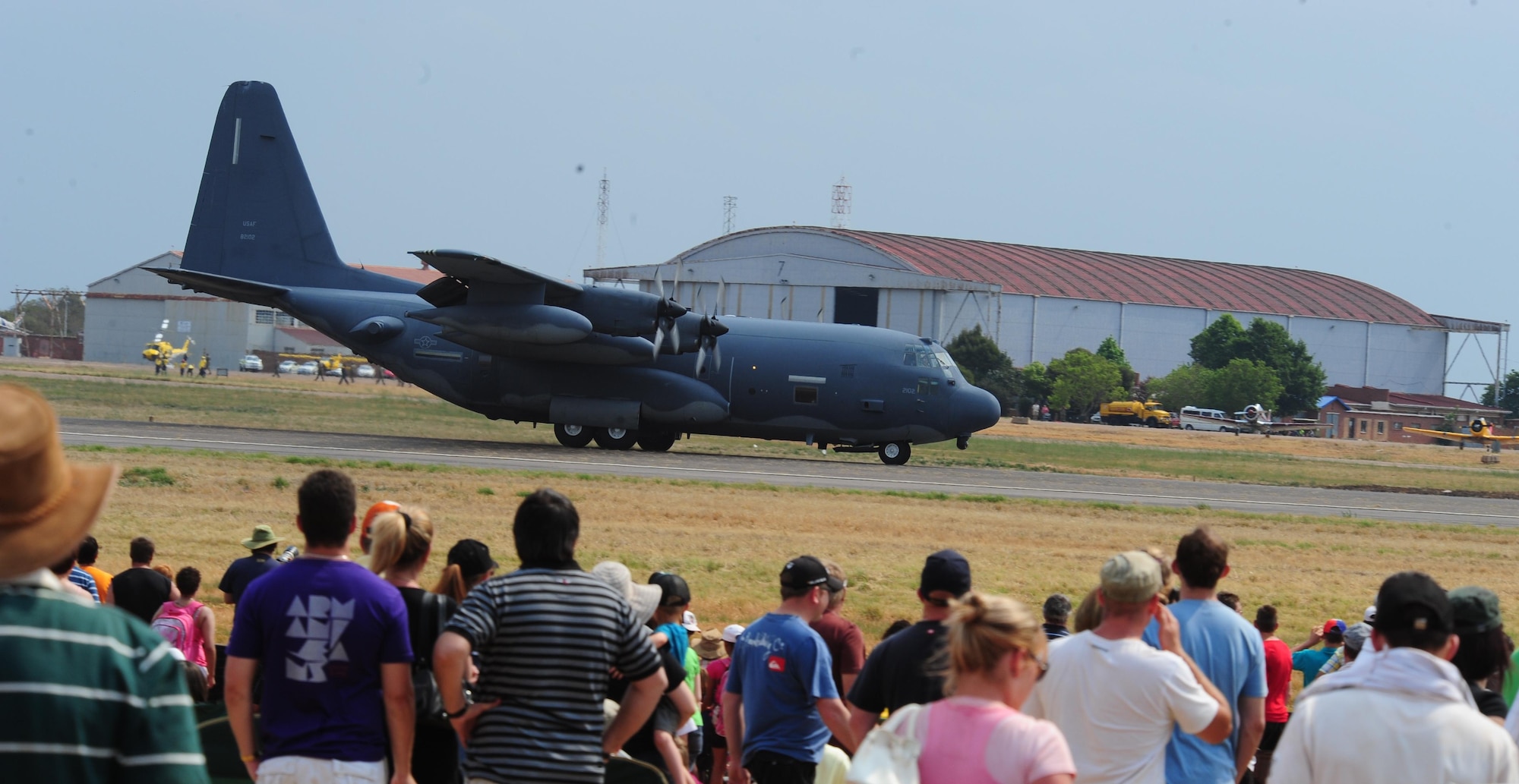 PRETORIA, South Africa - An U.S. Air Force HC-130 from the New York Air National Guard touches down during the 2011 Air Show & Lifestyle Expo at Waterkloof Air Force Base, Oct. 1. U.S. Air Force Reserve and National Guard units represented at the air show were from New York, Michigan and Ohio. (U.S. Air Force photo by Tech. Sgt. Todd Wivell)