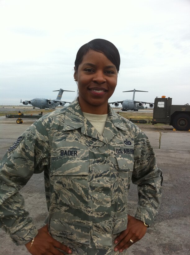 Meet the Warrior of the Week – Tech. Sgt. Rachel Bader is a 376th Expeditionary Operations Support Squadron wing airfield driving test proctor deployed from Joint Base Andrews, Md. She is a native of Little Rock, Ark. (U.S. Air Force photo/Master Sgt. Mike Tateishi) 