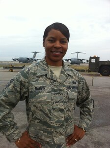 Meet the Warrior of the Week – Tech. Sgt. Rachel Bader is a 376th Expeditionary Operations Support Squadron wing airfield driving test proctor deployed from Joint Base Andrews, Md. She is a native of Little Rock, Ark. (U.S. Air Force photo/Master Sgt. Mike Tateishi) 