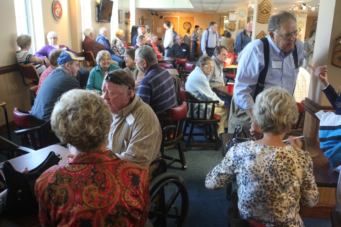 Children, grandchildren and a few great-grandchildren of early 1900s families gather at the Courthouse Bay Bachelor Officers’ Quarters aboard Marine Corps Base Camp Lejeune for the 70th Former Landowners Association reunion, Oct. 2. The association is a remembrance organization, keeping the history of their ancestors who were forced to sell their homes and land for the upcoming Marine Corps base alive.