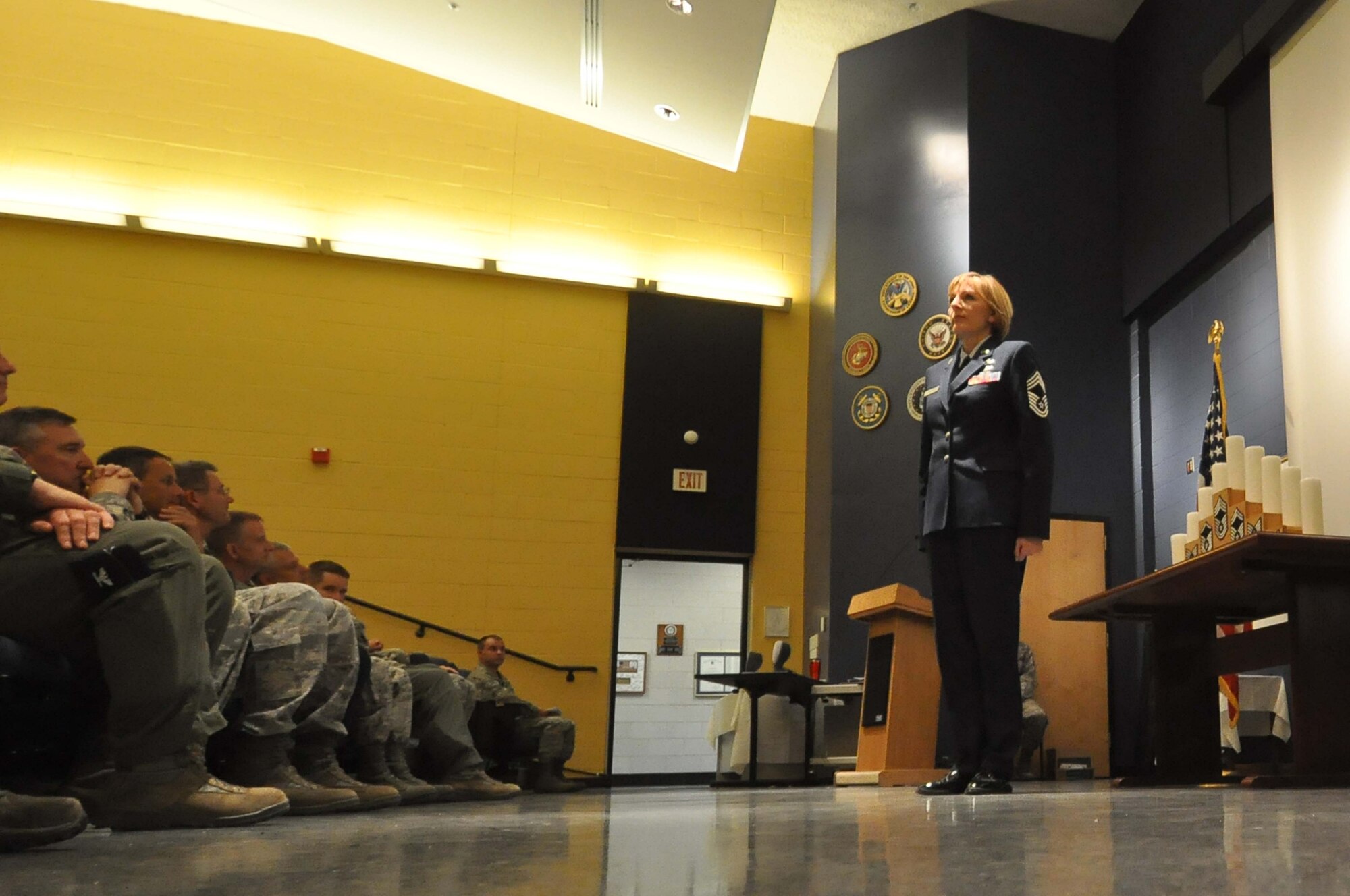 Julie Carie is recognized as the newest Chief Master Sergeant during the 934th Airlift Wing Recognition Ceremony.Minneapolis ARS MN. (Air Force Photo/TSgt Bob Sommer)