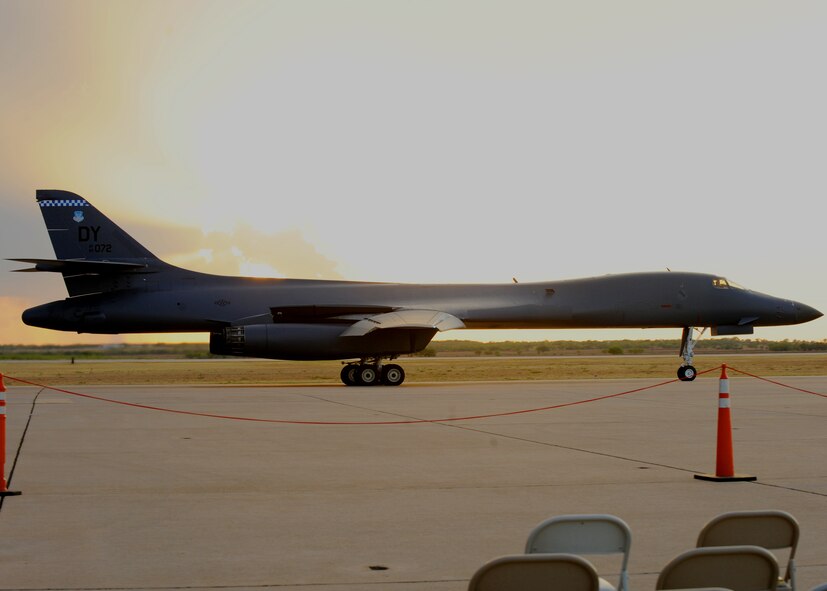 A B-1 Bomber taxis down the runway, Sept. 28, 2011, at Dyess Air Force Base, Texas. The B-1 can rapidly deliver massive quantities of precision and non-precision weapons against any adversary, anywhere in the world, at any time. (U.S. Air Force photo by Airman 1st Class Cierra Bullock/Released)