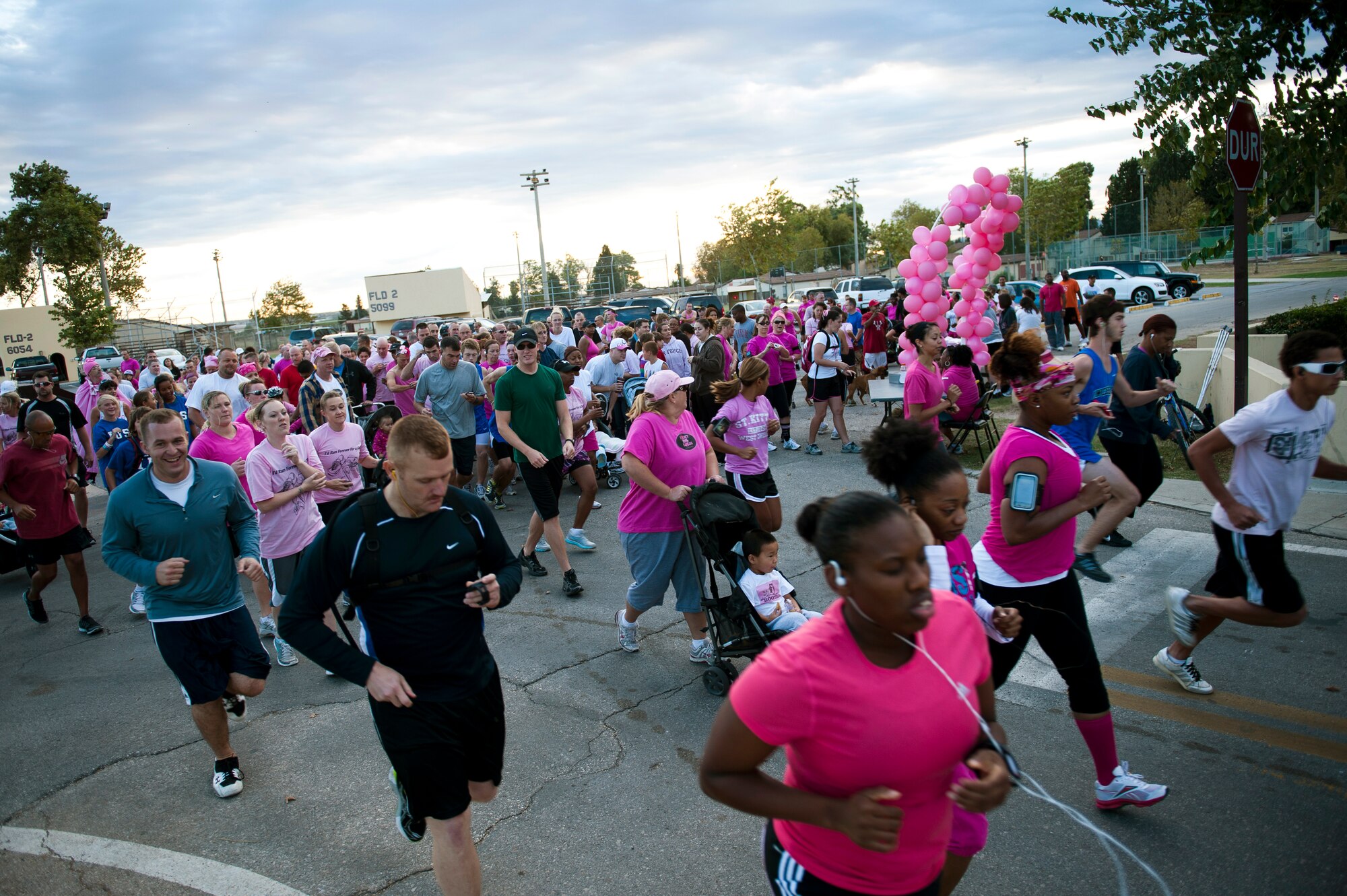 Participants begin the 5K portion of the National Breast Cancer Awareness Month event Oct. 1, 2011, at Arkadas Park at Incirlik Air Base, Turkey. The event was sponsored by the Health and Wellness Center, fitness center and women's health clinic to raise breast cancer awareness and money for a donation to the Susan G. Komen For the Cure Foundation. (U.S. Air Force photo by Tech. Sgt. Michael B. Keller/Released)