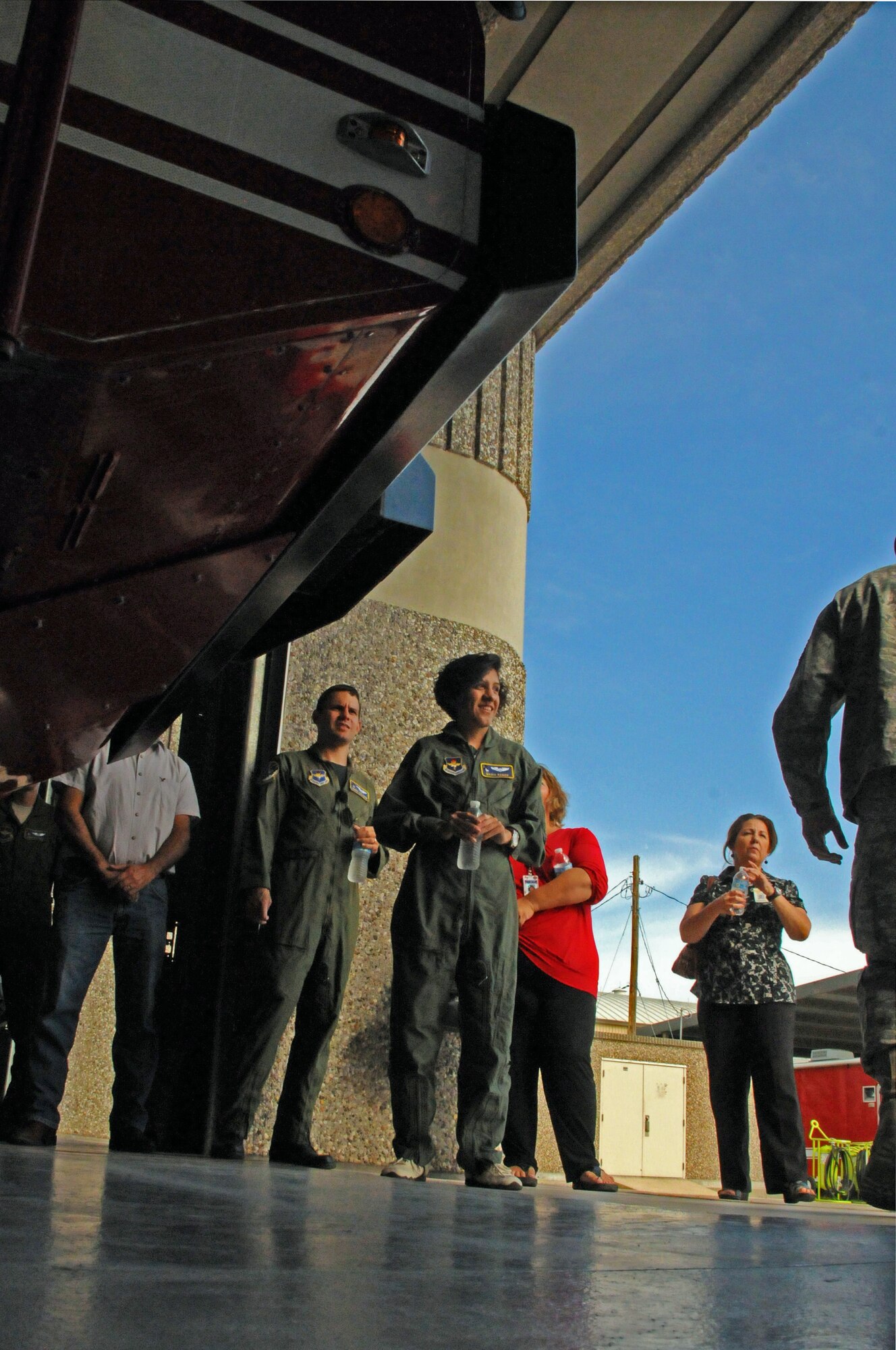 LAUGHLIN AIR FORCE BASE, Texas -- Maria Ramon, an honorary pilot for a day, checks out the inside on a fire department here Sept. 28. Maria is mentally challenged and was selected to receive an all access tour of Laughlin and had the opportunity to a pilot for a day. (U.S. Air Force photo/Senior Airman Scott Saldukas)