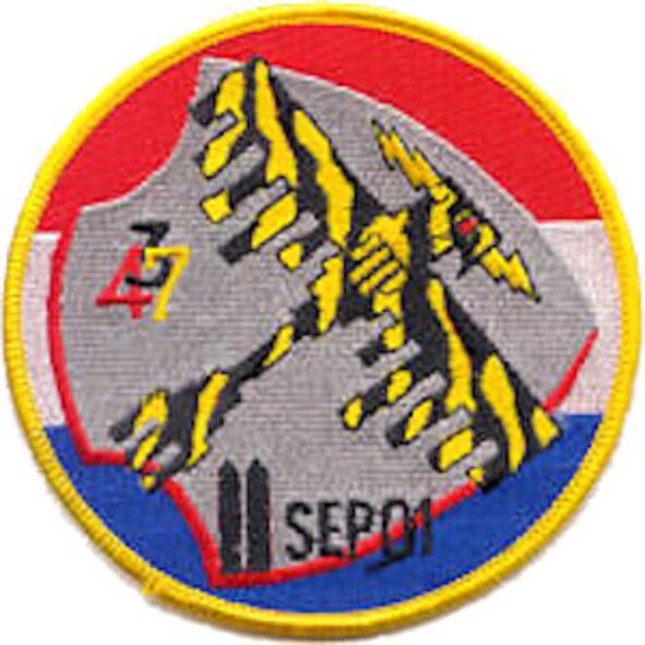 The 2001 deployment patch worn by Airmen of the 34th Expeditionary Bomb Squadron.  This patch merges elements of both the 34th and 37th Bomb Squadrons.