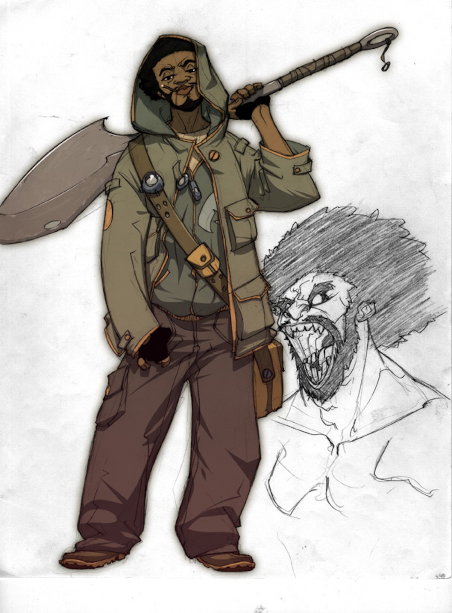 An illustration of Method Man's comic book character, Peerless Poe, in the "Method Man" comic. Method Man approached David Atchison to write the story for the comic book. (Illustration by Sanford Greene courtesy of David Atchison)