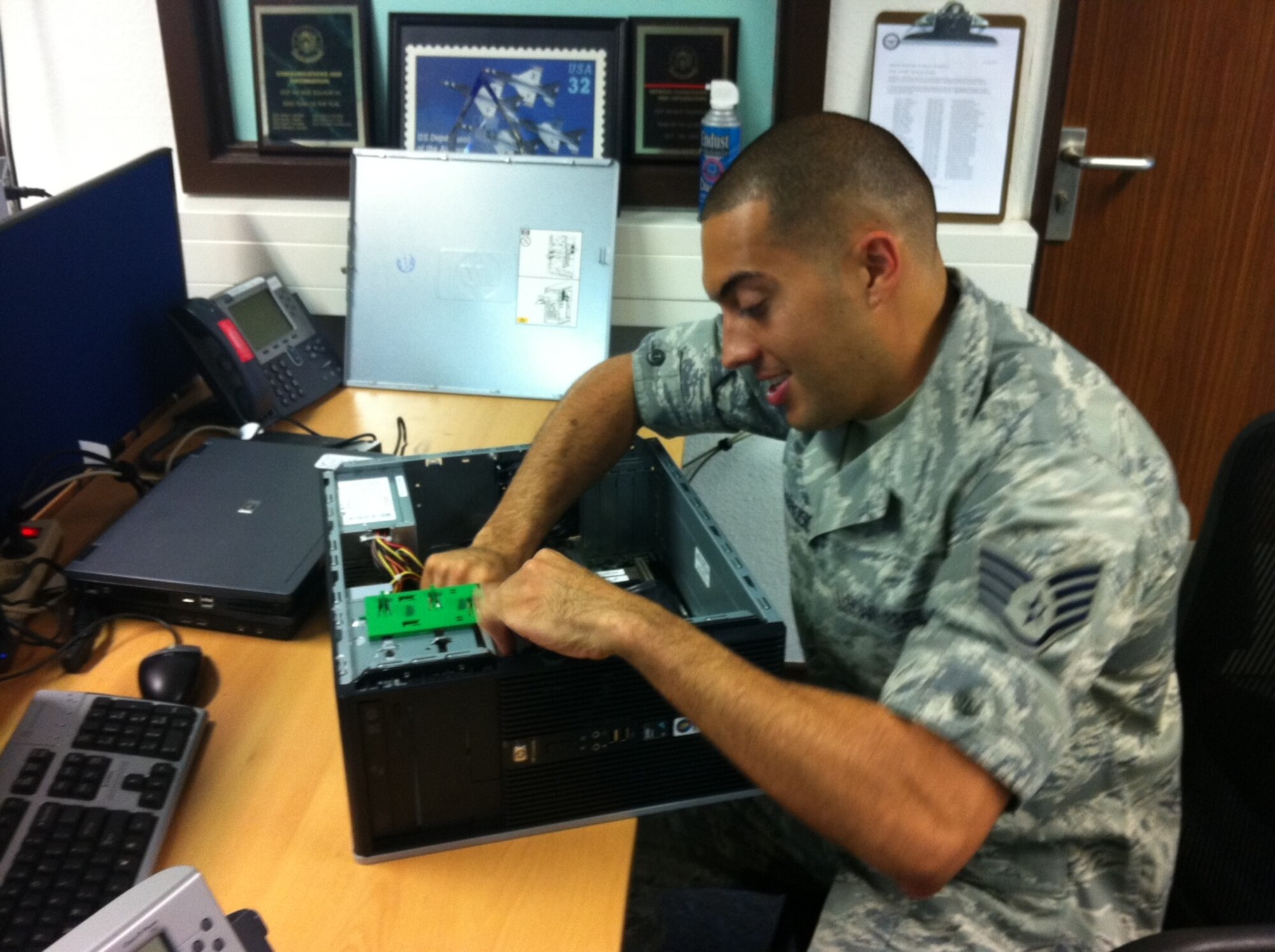 Geilenkirchen, Germany -- Staff Sgt. Marco Barroso, 470th Air Base Squadron network support technician, is the Super Saber Performer for the week of Oct.7- 13. (U.S. Air Force courtesy photo)