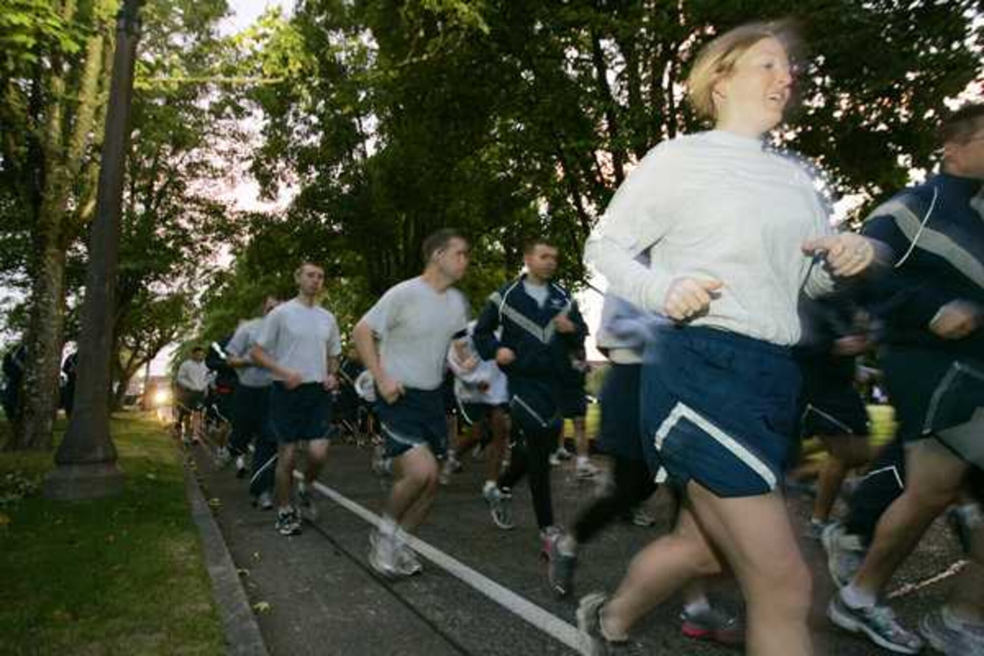 Air Force personnel participate in the Friday run September 30, 2011 on Joint Base Lewis-McChord, Wash. (Courtesy photo/David Poe)