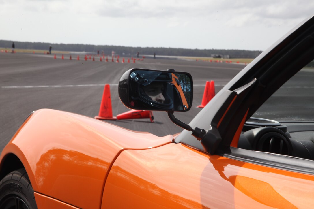 Tim Geary, approaches the starting line of the Cherry Point autocross hosted by the Sports Car Club of America at the Foxtrot Taxiway Oct. 9. The drivers and their cars varied from supped-up speed demons to strait off the assembly line.