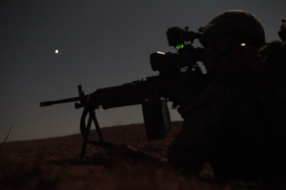 Marines with the 11th Marine Expeditionary Unit's maritime raid force participate in a live-fire exercise here Oct. 9. The unit embarked USS Makin Island, USS New Orleans and USS Pearl Harbor in San Diego, Sept. 28 and is participating in its final exercise before deploying in November.