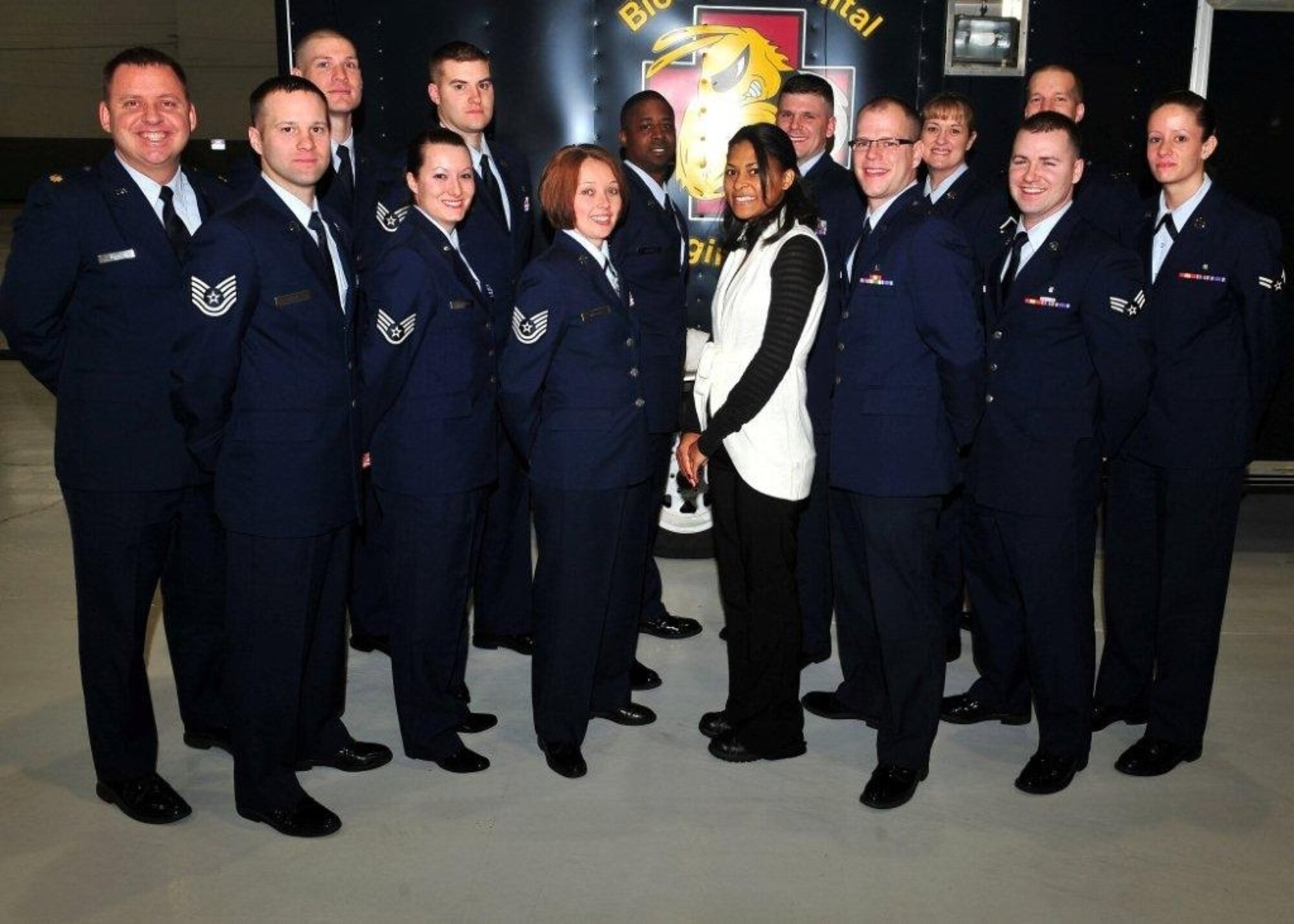 MINOT AIR FORCE BASE, N.D. -- Air Force Chief of Staff Gen. Norton Schwartz recently awarded a team of Minot AFB medics with the 2011 Air Force Team Excellence Award, as well as the Air Force Best Practice Award. The team of medics was presented the award for their ingenuity in creating a high-tech reporting system which allowed the Air Force to better define health risks and personnel exposures for both deployed and in-garrison forces. (U.S. Air Force Photo/Senior Airman Michael J. Veloz)